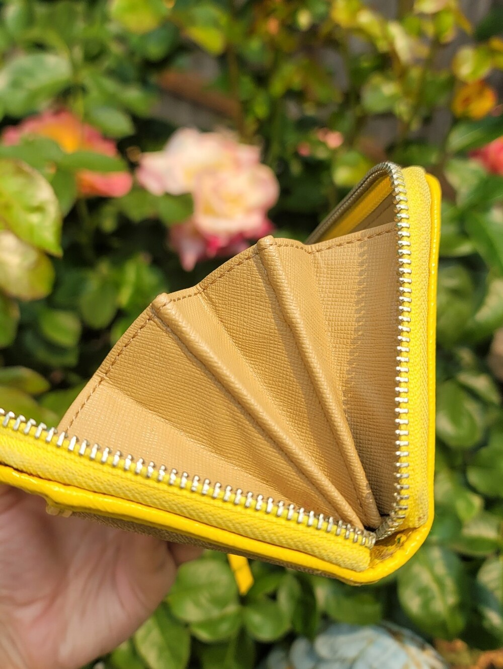 Coach Signature Stripe Yellow Wallet - Picture 12 of 14